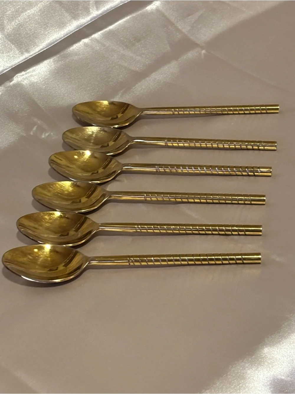 Set of 6 Goldtone Stainless Steel Dinner Spoons
